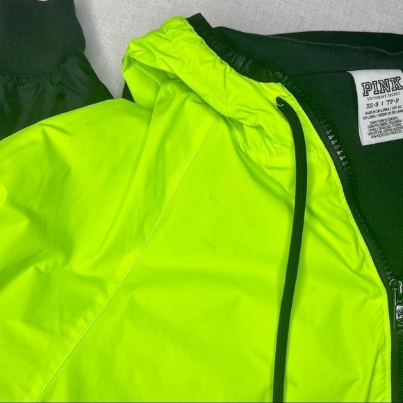 Victoria’s Secret Pink Anorak Windbreaker Neon Green - Picture 7 of 11